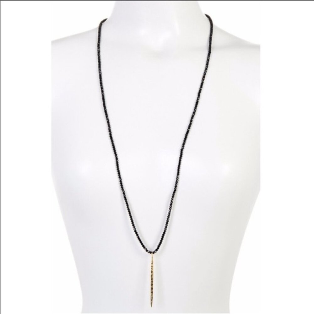 GORJANA | Nora Navy Blue Beaded Long 36" Necklace with Gold Pendant